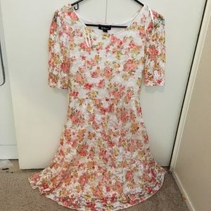 3/4 sleeve lace mini dress